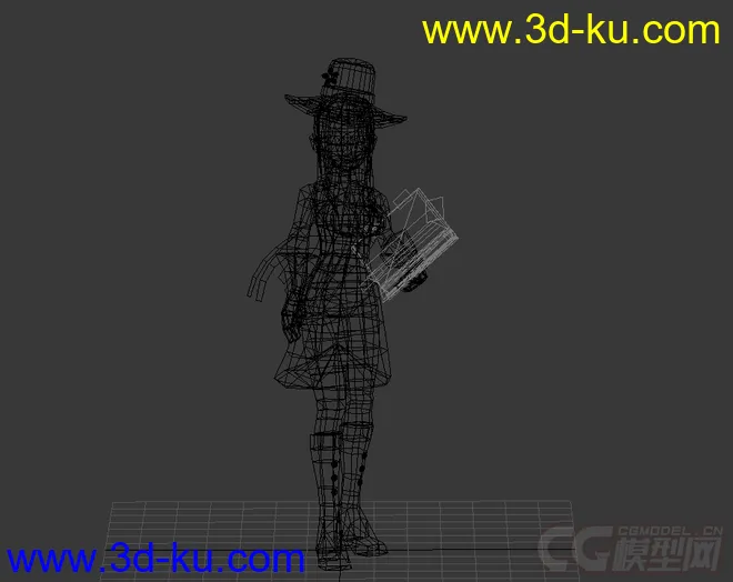 卡通Q版端游模型，拿着书戴帽子的西方女孩的图片2