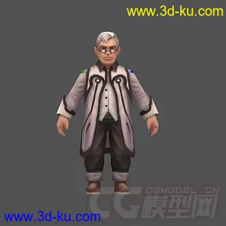 白头发科学家模型带绑定带动画的图片