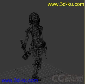 拍卖师卡通女孩动画游戏绑定动画模型的图片