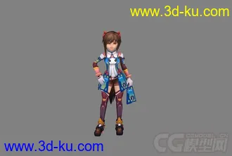 3D打印模型长发女孩卡通动画游戏绑定动画下载的图片
