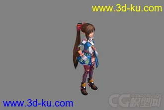 3D打印模型长发女孩卡通动画游戏绑定动画下载的图片