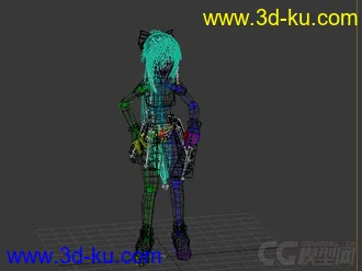3D打印模型长发女孩卡通动画游戏绑定动画下载的图片