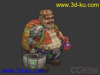 胖胖的卡通商人模型带绑定有动画的图片