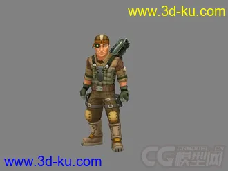 背着枪的雇佣兵卡通模型带绑定有动画下载的图片