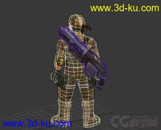 背着枪的雇佣兵卡通模型带绑定有动画下载的图片