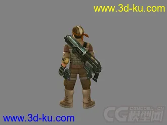 背着枪的雇佣兵卡通模型带绑定有动画下载的图片
