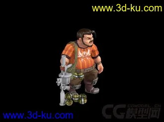 一个卡通胖子有绑定带动画的模型的图片