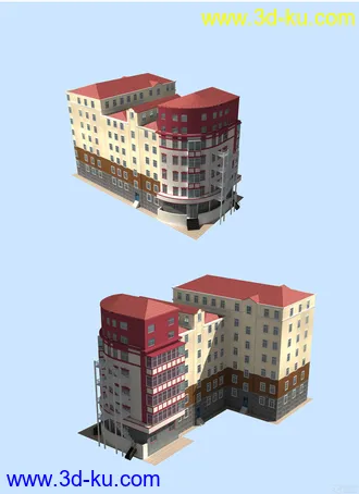 青年旅舍，建筑楼房模型-001的图片