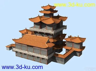 3D打印模型53古建简模  47古建盘简模 44古建简模的图片
