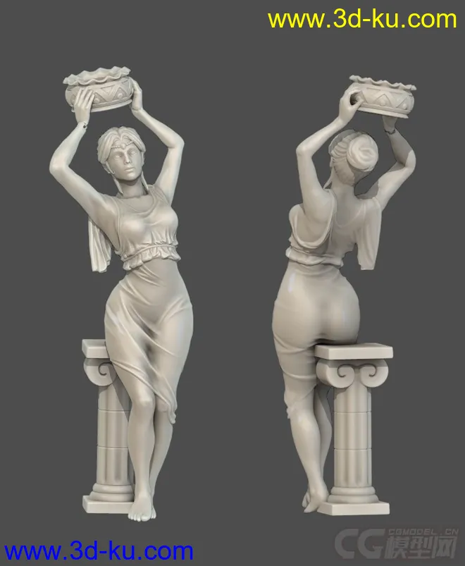 欧式侍女雕像模型的图片1