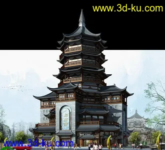 3D打印模型仿古阁楼的图片