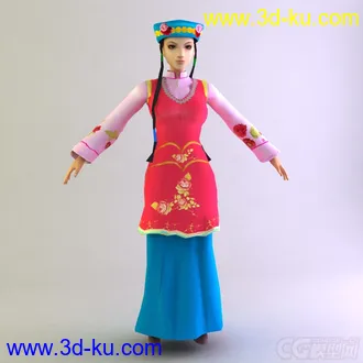 保安族女士服饰少数民族模型的图片