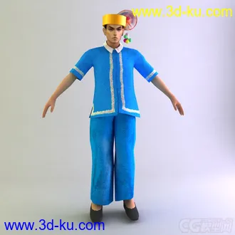 布朗族男士服装 少数民族模型的图片
