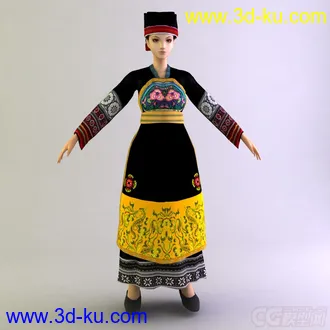 布依族女士服饰少数民族模型的图片