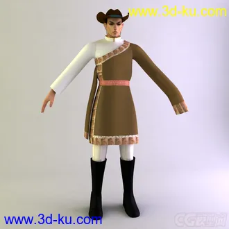藏族男士服饰少数名族模型的图片