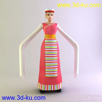 藏族女士服装 少数民族模型的图片