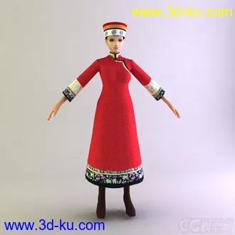 达斡尔族女士服饰少数民族模型的图片