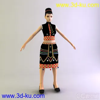傣族女士服饰少数民族模型的图片