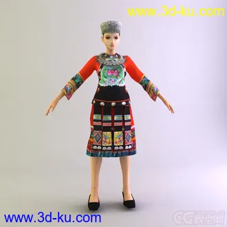 侗族女士服饰少数民族模型的图片