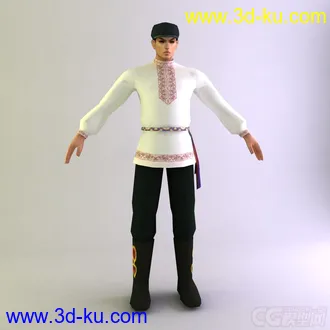 俄罗斯族男士服装 少数民族模型的图片