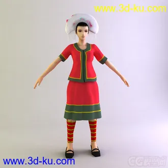 高山族女士服饰少数民族模型的图片