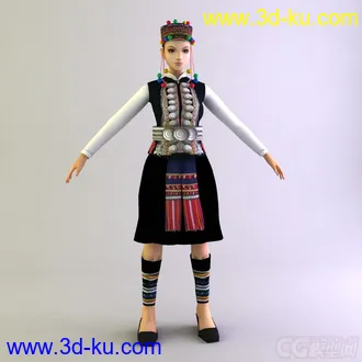 哈尼族女士服饰 少数民族模型的图片