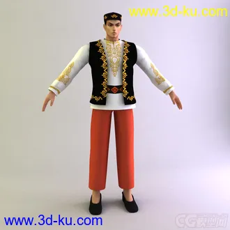 哈萨克族男士服装 少数民族模型的图片