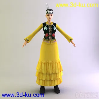 哈萨克族女士服装 少数民族模型的图片