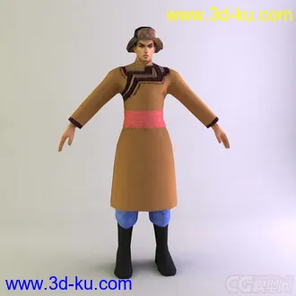 赫哲族男士服装 少数民族模型的图片
