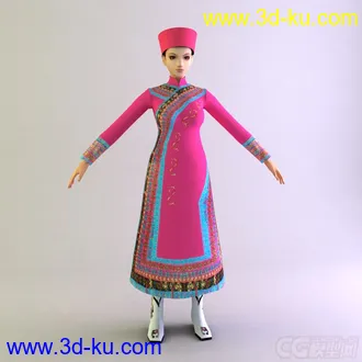 赫哲族女士服装 少数民族模型的图片