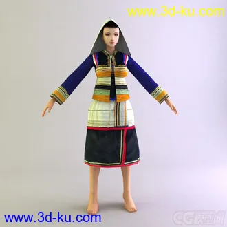 基诺族女士服装 少数民族模型的图片