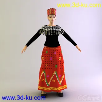 景颇族女士服装 少数民族模型的图片