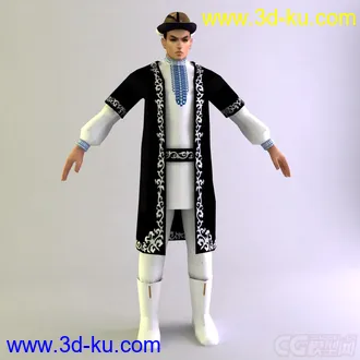 柯尔克孜族男士服装 少数民族模型的图片