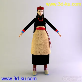 门巴族女性服饰少数民族模型的图片