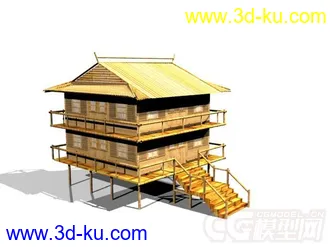3D打印模型傣家竹楼，吊脚楼的图片