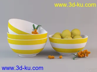 3D打印模型黄白条纹水果盆的图片