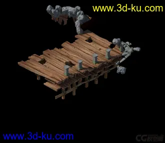 3D打印模型木桥，山石，假山石头的图片