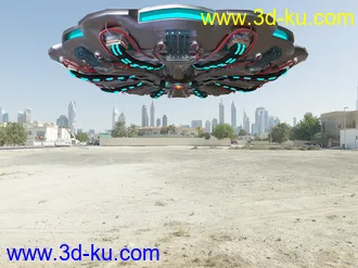 科幻飞碟渲染模型的图片