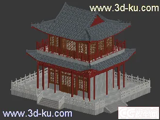 3D打印模型2层古楼，古建筑，亭子，的图片