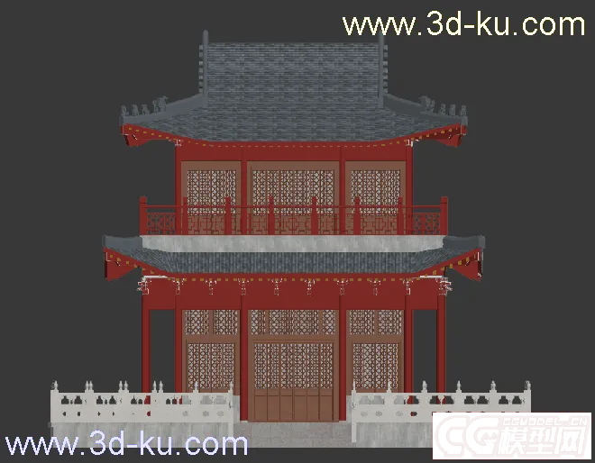 2层古楼，古建筑，亭子，模型的图片2