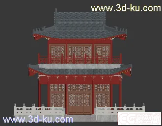 3D打印模型2层古楼，古建筑，亭子，的图片
