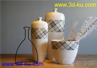 3D打印模型格子花纹瓷瓶的图片