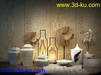 3D打印模型现代新中式摆件器皿组合的图片