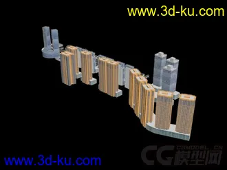 3D打印模型商业楼房与两层古建的图片