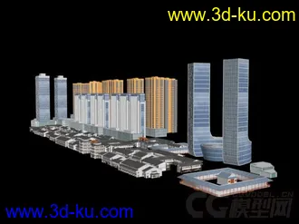 3D打印模型商业楼房与两层古建的图片