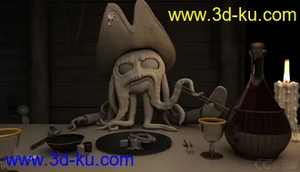 3D打印模型很久之前做的章鱼八爪鱼，这个是max版的，之前传了一个maya版的的图片