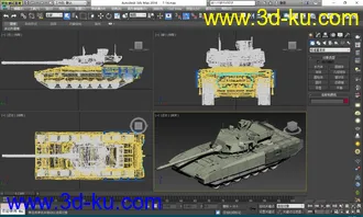 俄罗斯T-14 ARMATA(阿玛塔)主战坦克 OBJ+DDS+损坏模型的图片