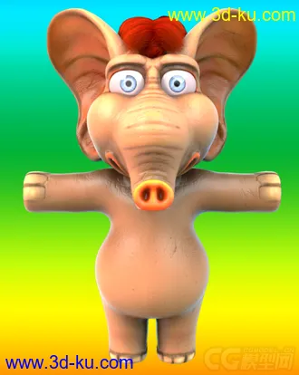 3D打印模型小象一只，贴图没处理好，将就了，没时间再细细弄了！毛发不会，随便乱弄的！的图片