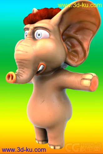 3D打印模型小象一只，贴图没处理好，将就了，没时间再细细弄了！毛发不会，随便乱弄的！的图片