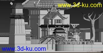 3D打印模型一个中国风没贴材质的场景  会有人喜欢吗？的图片